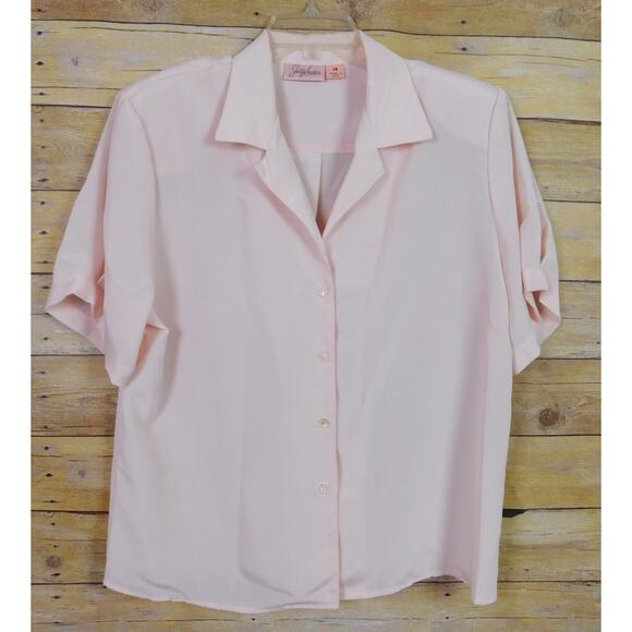 Vintage Jaclyn Smith Shirt 14 Light Pink Short Sleeve Button Down Made USA - Picture 2 of 7